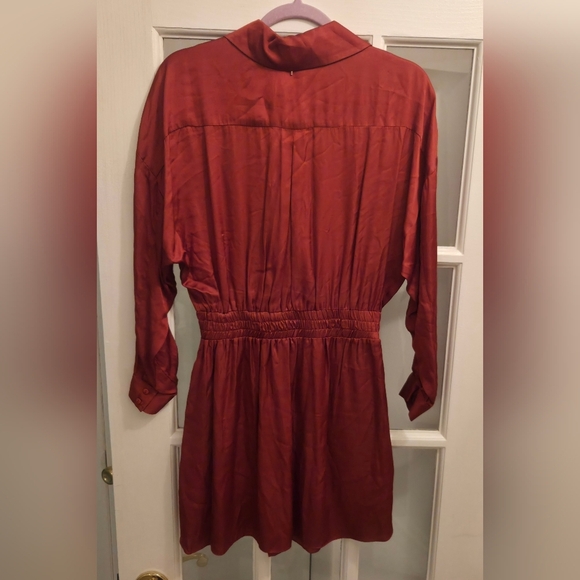 Misa Los Angeles Danielle Terracotta Sexy Long Sleeve Mini Dress With Pockets - Picture 12 of 12